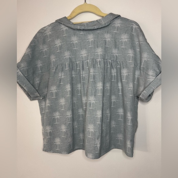 ZARA Blue Palm Tree Button-Up Shirt | Size M - Picture 7 of 14